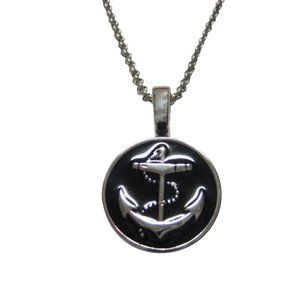 Nautical Black Anchor Pendant Necklace